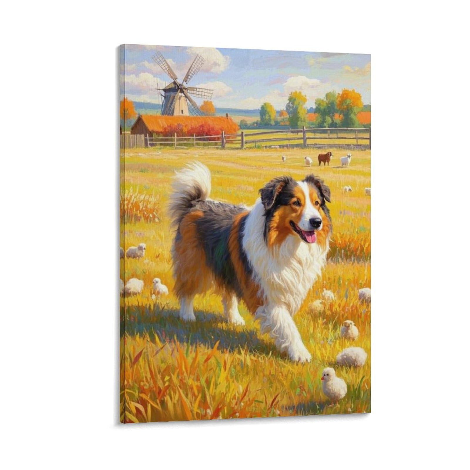 ESPLJQRYX Old English Sheepdog Wall Decor Poster Canvas Prints Picture Modern Wall Art Picture Wall Hanging for Dining Room Kitchen Home Office Decor 20x30inch(50x75cm)