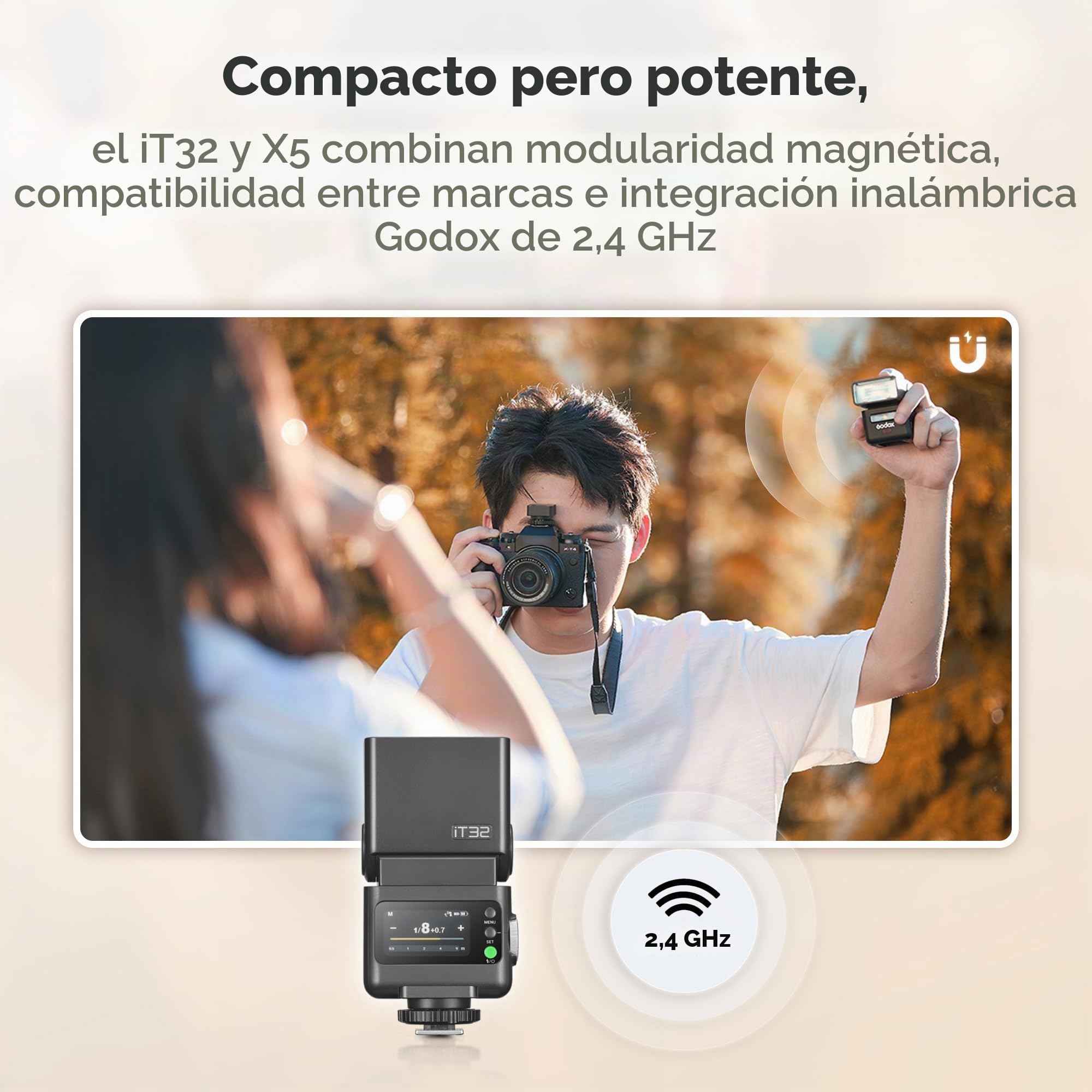 Godox iT32 - Flash de cámara TTL con disparador inalámbrico X5 S 2,4 GHz HSS 1/8000s GN18 con difusor magnético para cámaras Sony