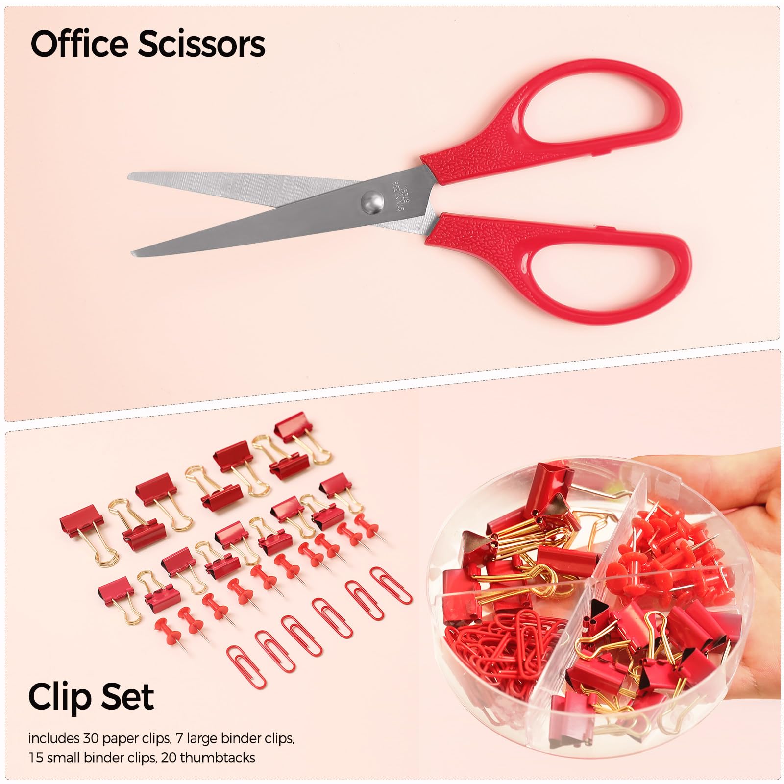 Red Desk Accessory Set Snapklik.com : Red Office Supplies Set, Desk Accessories, Stapler, Tape ...