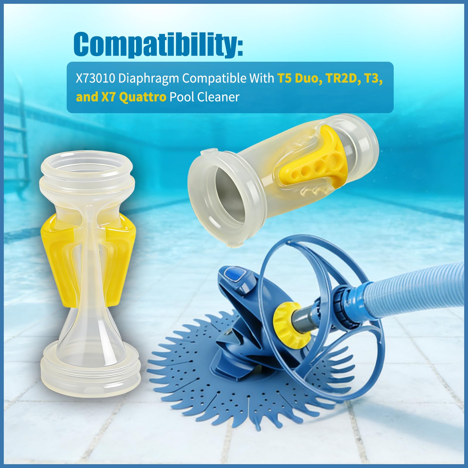 Confezione da 4 diaframma X73010 compatibili con Zodiac Baracuda X7 Quattro, T5 Duo Pool Cleaner, ricambio per diaframma Dura Life