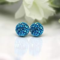 Vista 16 de Pendientes de imitación drusa en postes de plástico hipoalergénico de 0.394 in Púrpura