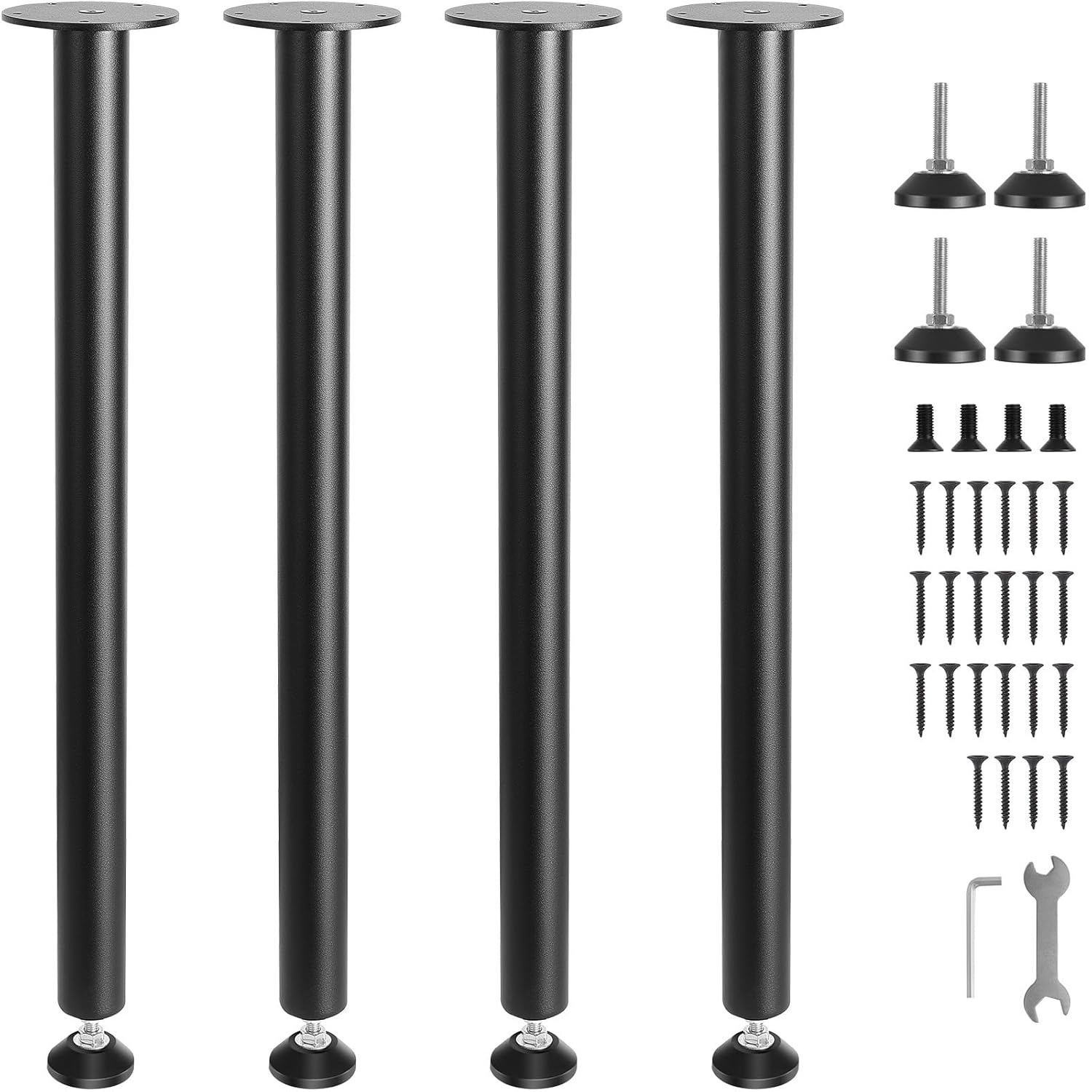 VEVOR 28 Inch Adjustable Desk Legs, Reinforced Steel Office Table Furniture Legs Set of 4 for