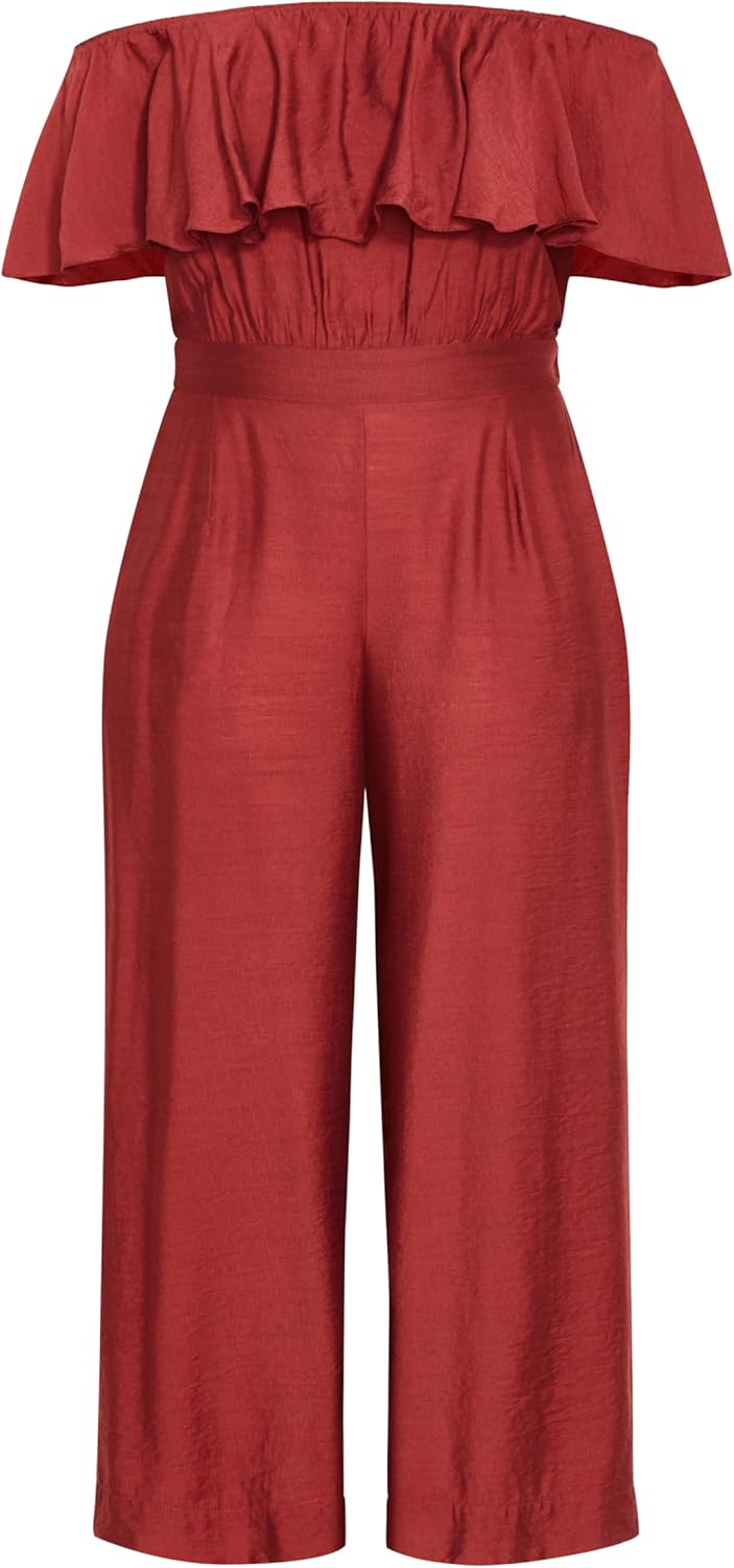 City Chic Women's Plus Size Jumpsuit - Serene Off Shoulder Ruffle - Image 4