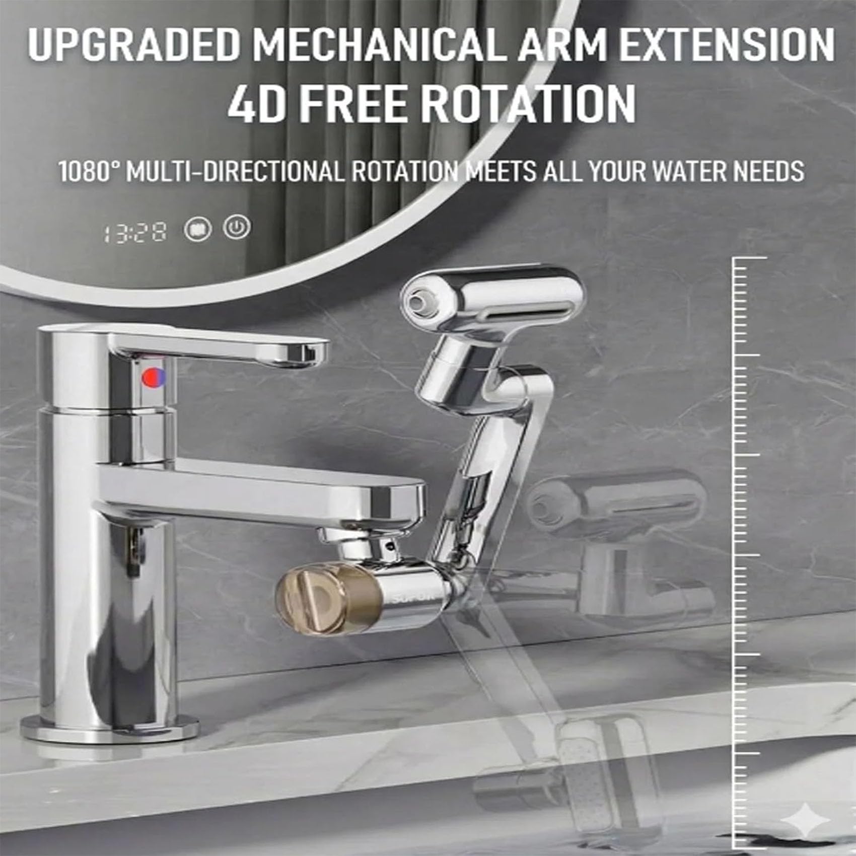 1080°Rotating Faucet Extender with Upward Facial Mist, 4 Water Modes & Built-In Filter, Universal Sink Aerator for Bathroom and Kitchen