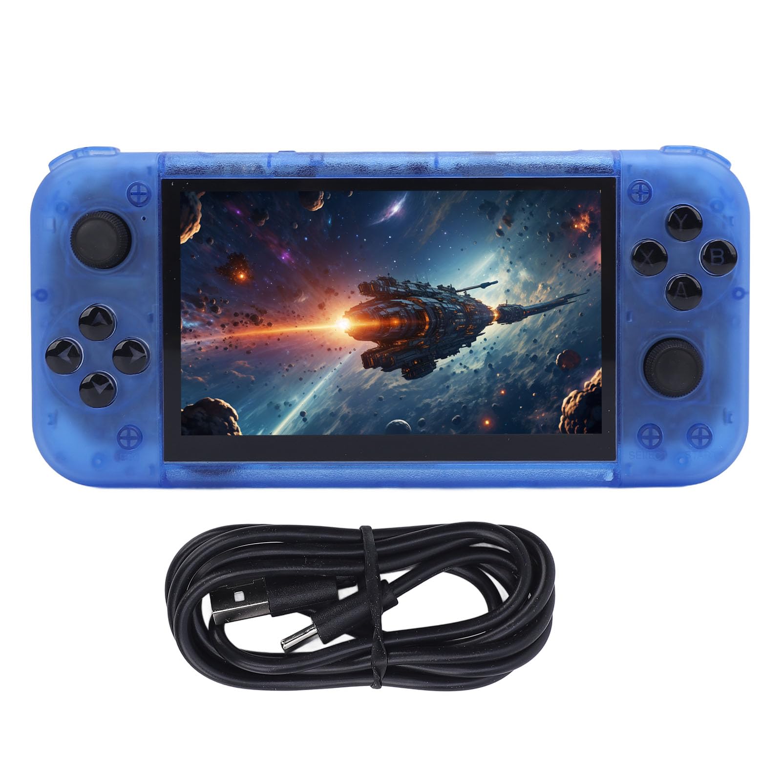 SUNGOOYUE Console di Gioco Portatile retrò Uscita TV con Schermo IPS Portatile da 5 Pollici per Gli Appassionati di Giochi (Blu Trasparente)