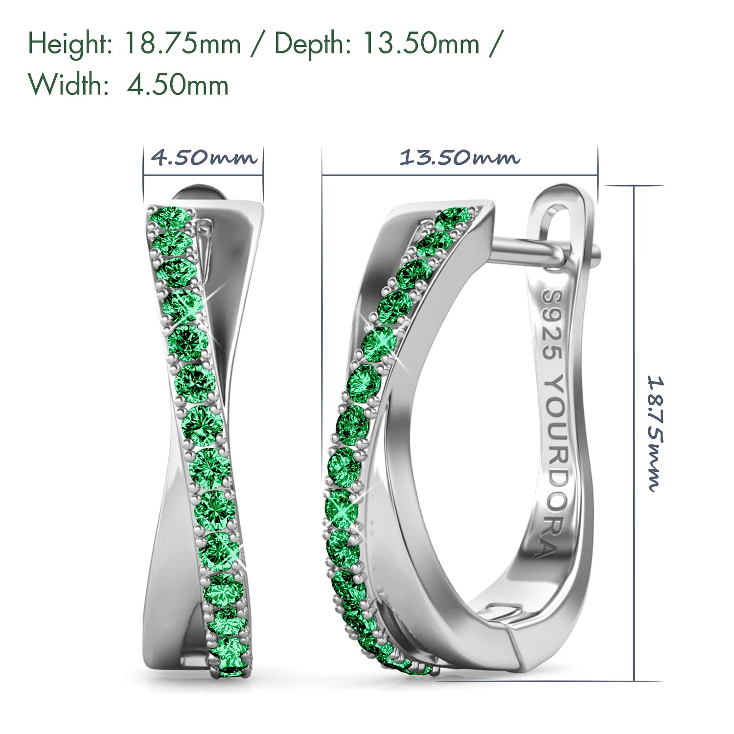 YOURDORA Donna Orecchini a Cerchio Originali in Argento 925 Zirconi Anello Contorto Idea Regalo Gioielli