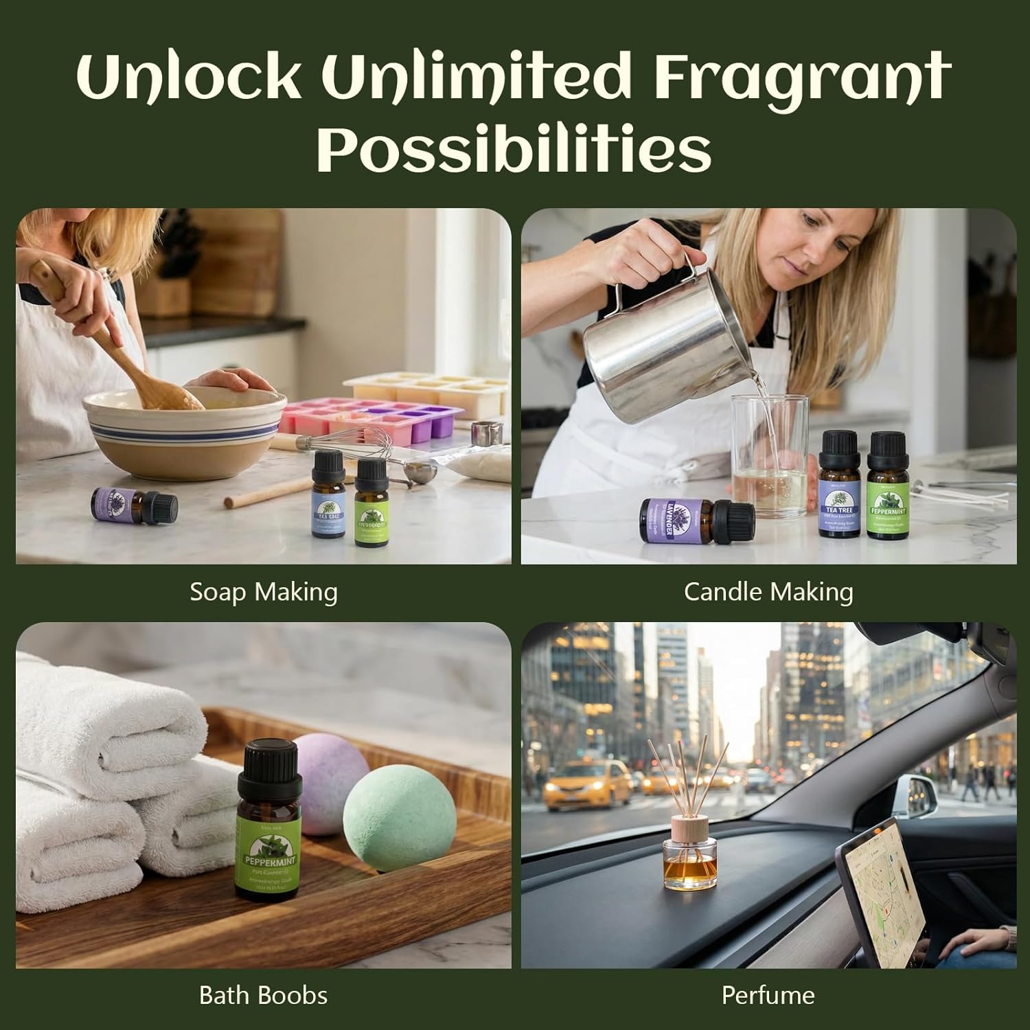 SACATR Essential Oils Set - Natural Essential Oils - Perfect for Diffuser, Humidifier,Aromatherapy, Massage,Skin & Hair Care, DIY Candle and Soap Making(40 * 10 ML) - Image 6