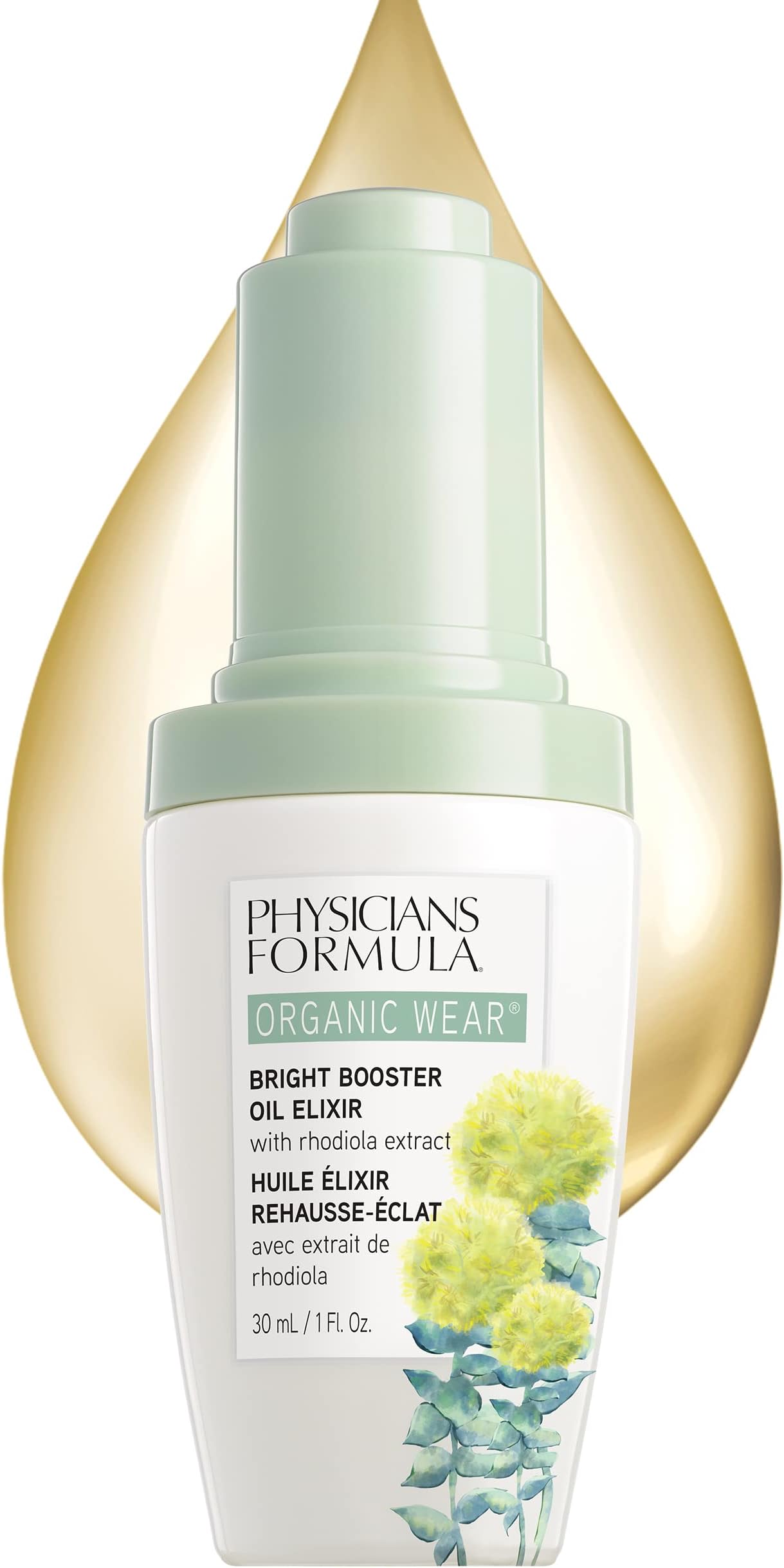 Physicians Formula Organic Wear Bright Booster Oil Elixir, Argan & Jojoba Oils, Lightweight Radiance-Boosting Serum – Bright