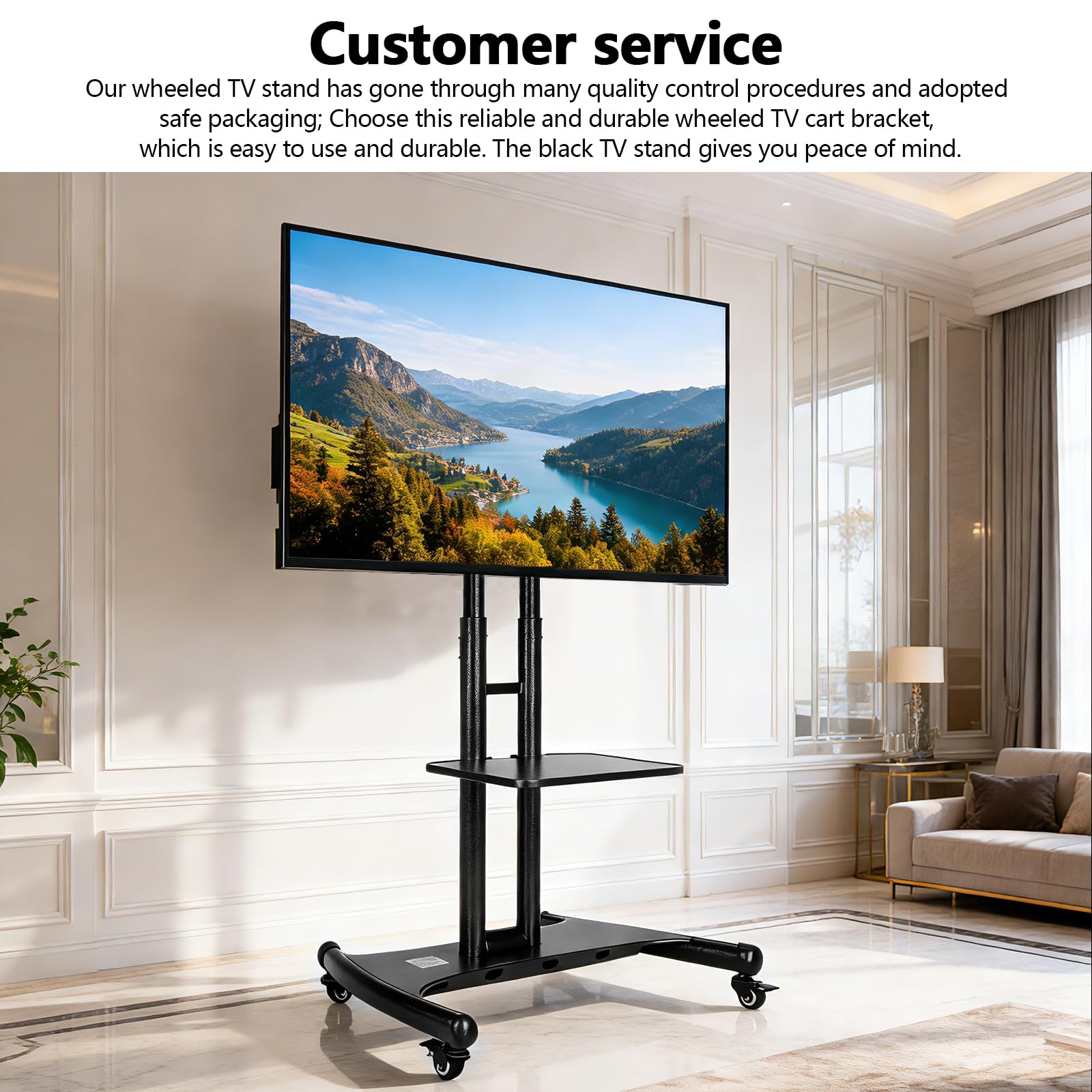 YCQYM Soporte de TV con Ruedas Ajustable para televisores de Pantalla Plana de 3275 Pulgadas Hey Duty Trolley con Estante Carga máxima 45 kg TV móvil para el hogar y la Oficina