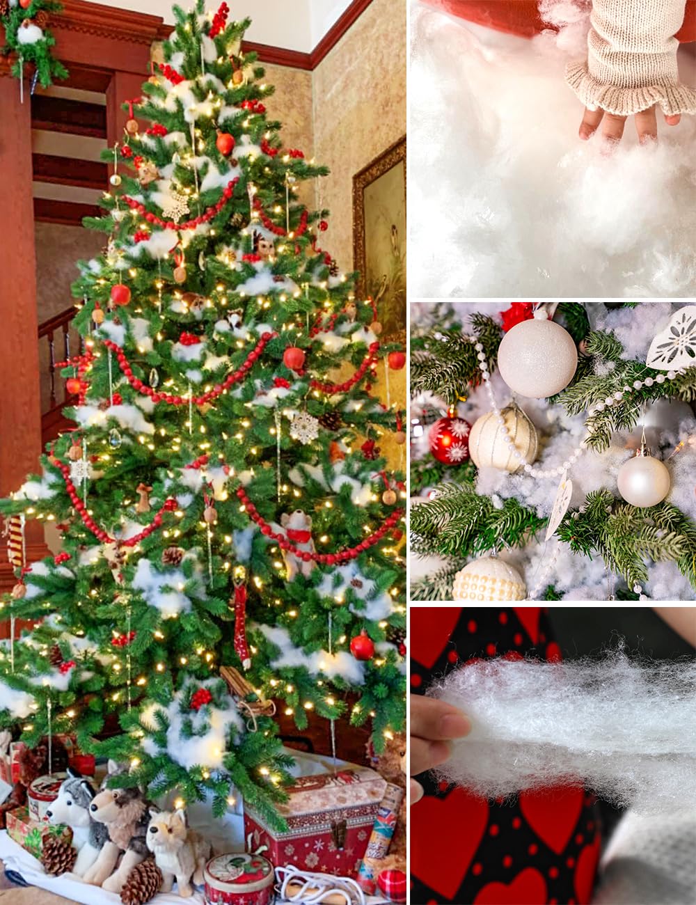 Rouleau de Couverture de Neige de Noël, Couverture de Neige Artificielle, décoration d'arbre de Noël, Couverture de Neige Artificielle, décoration de Vacances d'hiver, Fausse Neige pour Affichage de