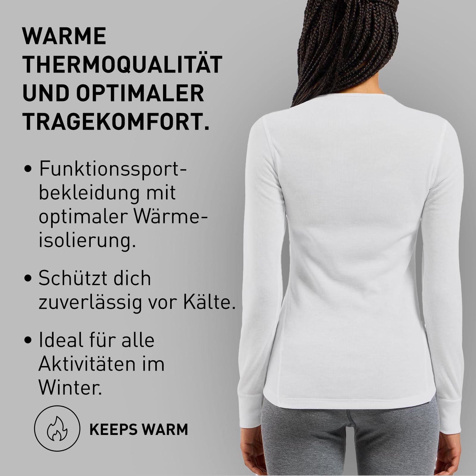 Odlo Thermounterwäsche Herren Active Warm I Langarm Thermoshirt I Warme Skiunterwäsche