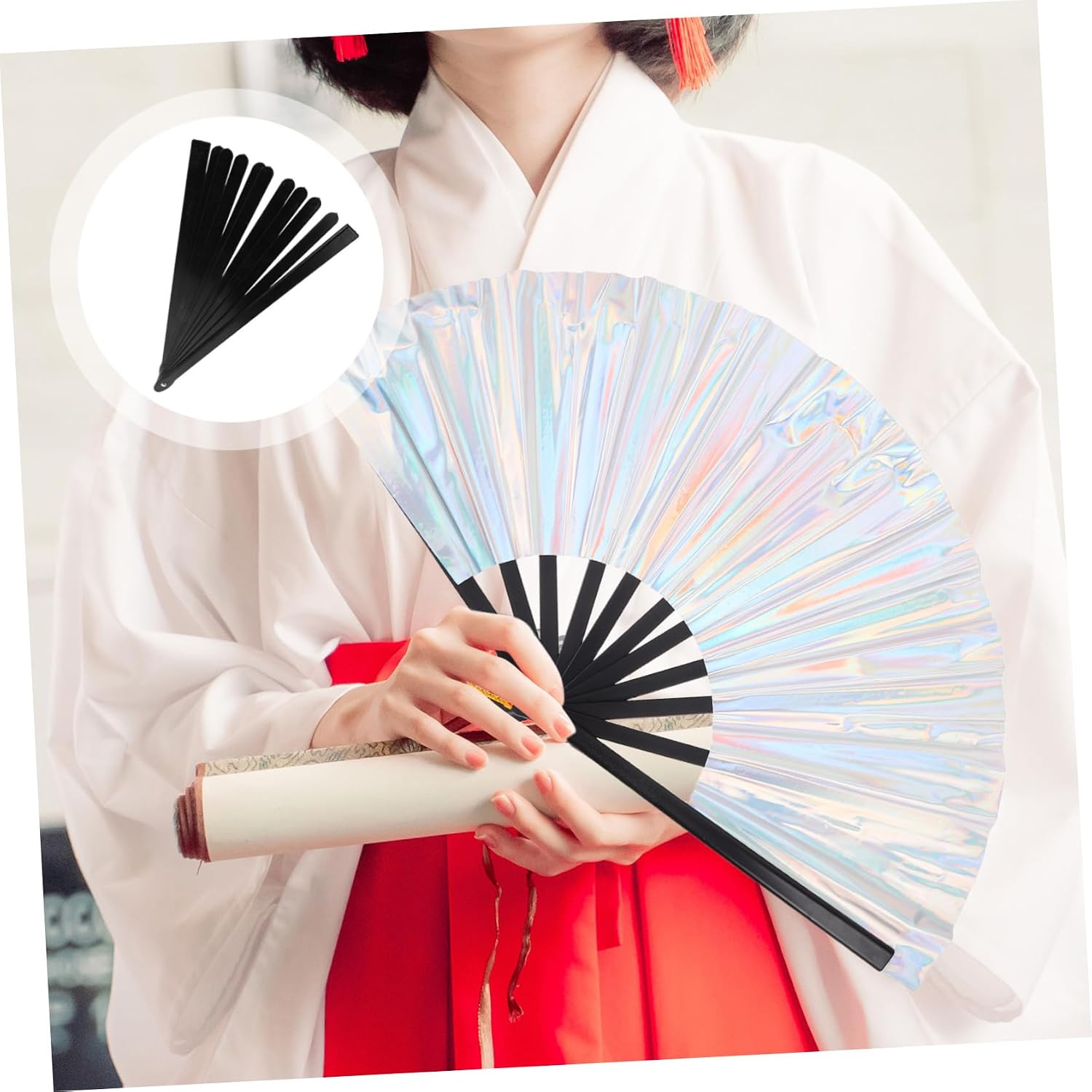 4pcs Black Plastic Folding Fan Ribs Replacement Frames for DIY Crafts, Suitable for Stage Performance and Summer, Creative Handheld Fan Skeletons for Cosplay and Decorative Use