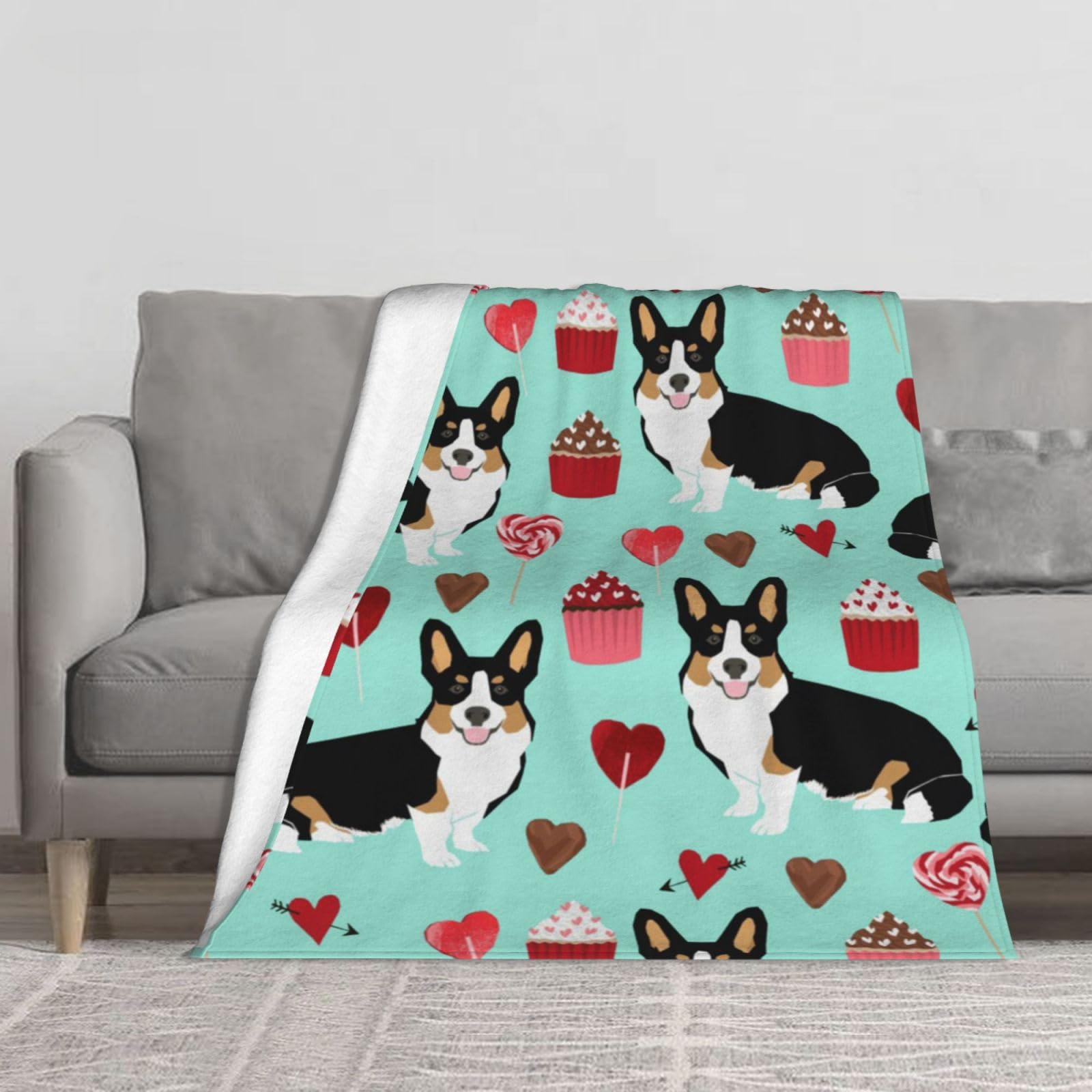 Couverture flanelle corgi jeté de canapé confortable pour salon