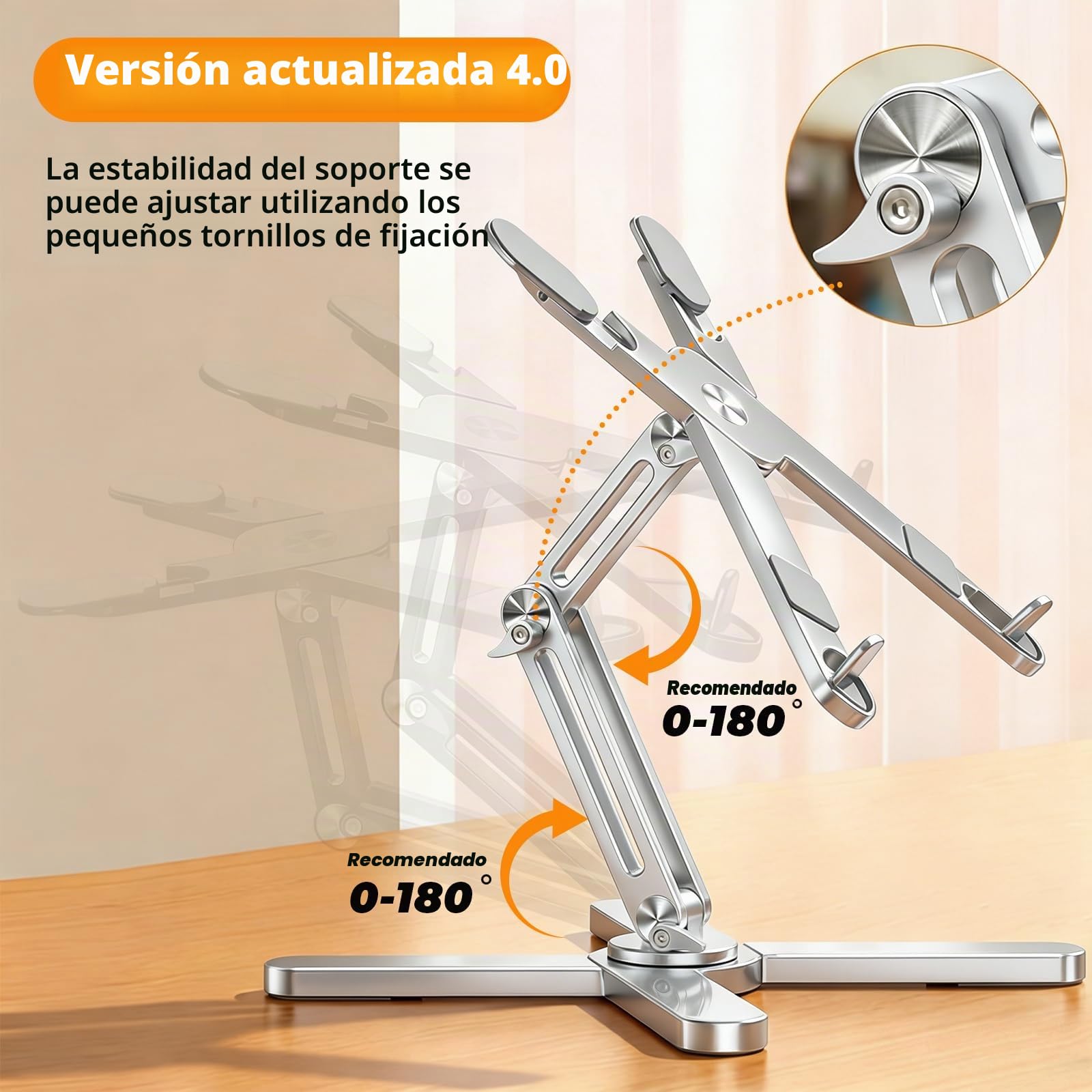 Moallia Soporte para portátil con base giratoria de 360 grados, soporte de metal para escritorio y trabajo colaborativo, totalmente plegable para un fácil almacenamiento, se adapta a todos los MacBook