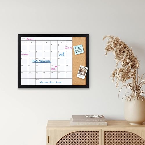 Miniatura 3 de Pizarra de borrado en seco y tablero de corcho, calendario mensual de superficie magnética, pizarra blanca y tablero de anuncios, calendario