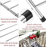 Vista 6 de Percha de ropa de acero inoxidable, estante de secado de ropa para ropa montado en la pared, multifuncional, 40/50/60/70/31.5 in, ahorro de espacio