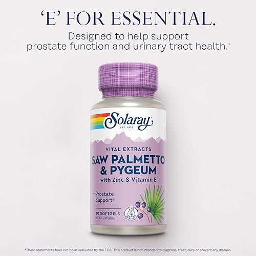 Miniatura 4 de SOLARAY Saw Palmetto y Pygeum - Saw Palmetto para hombres con corteza de Pygeum, zinc, vitamina E, aceite de semilla de calabaza - Suplementos de