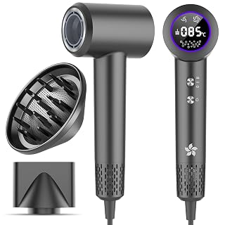 Föhn mit Diffusor, Haartrockner, 400 Millionen Plasma Ionen Fön, 110000 U/min Bürstenloser Motor Schnelles Trocknen Haarföhn, 57dB Geräuscharm Hair Dryer, Haarfön für Reise, Zuhause - Amazon product rated Grade B
