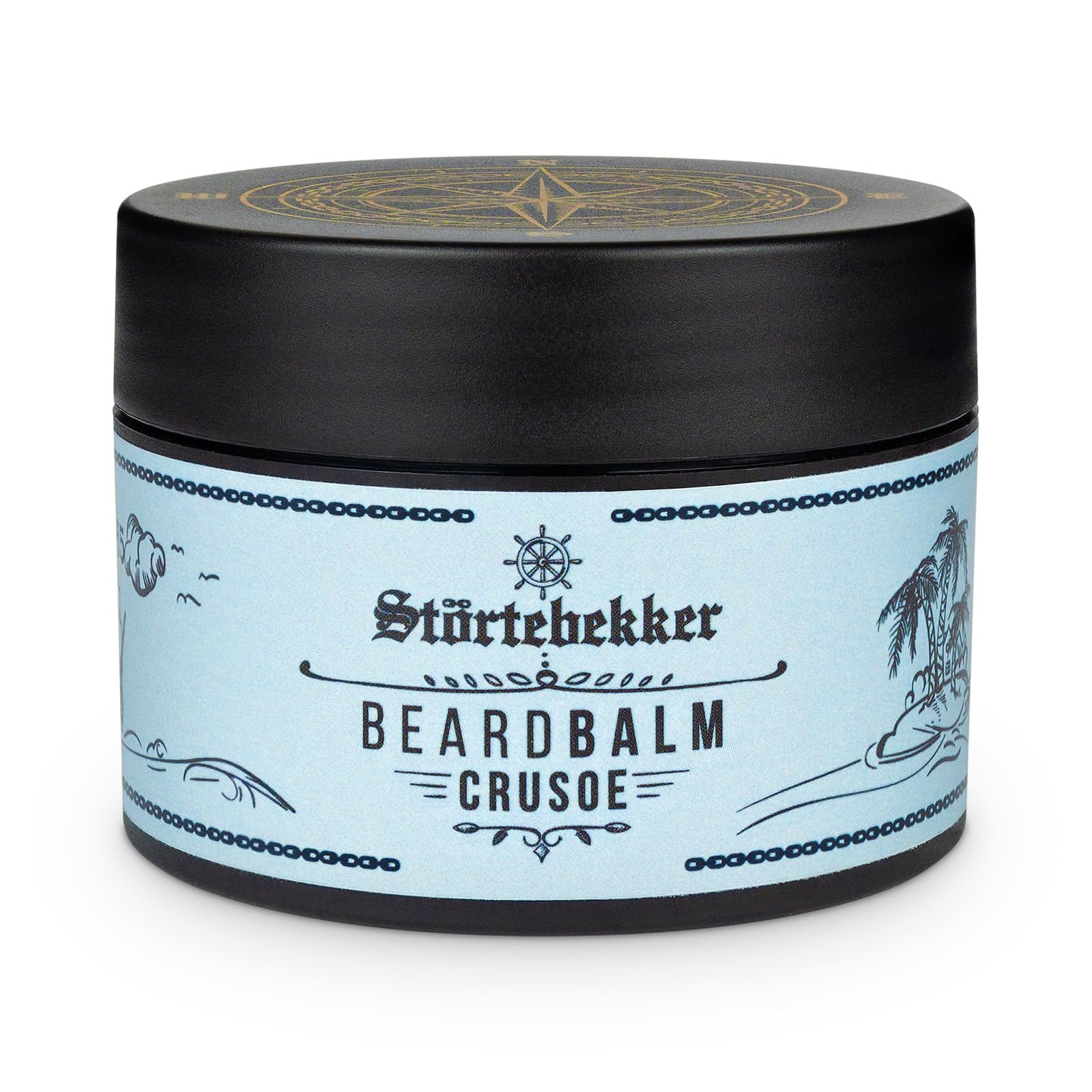Störtebekker® Premium Beard Balm pflegt den Bart und bringt ihn in Form - 50ml Tiegel 100% kompostierbar - Bartwachs Herren süß-herber Crusoe Duft - Bart Balsam Made in Germany