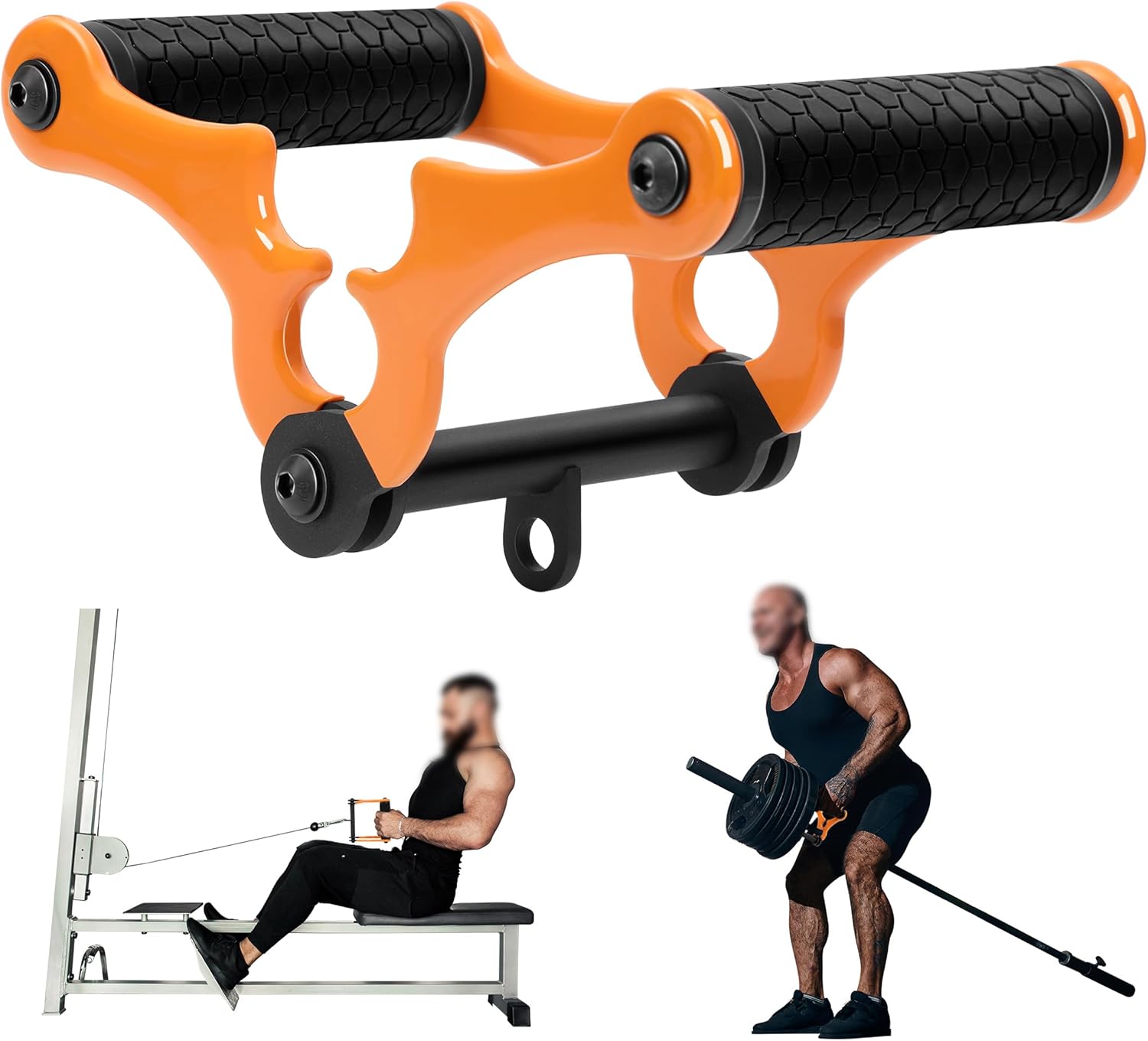 V Bar Landmine Attachment T Bar Handle for Barbell Bars，Foldable V Bar Row Handle Double D Row Handle with Rubber Coating T-Row Attachment for Strength Training Bars