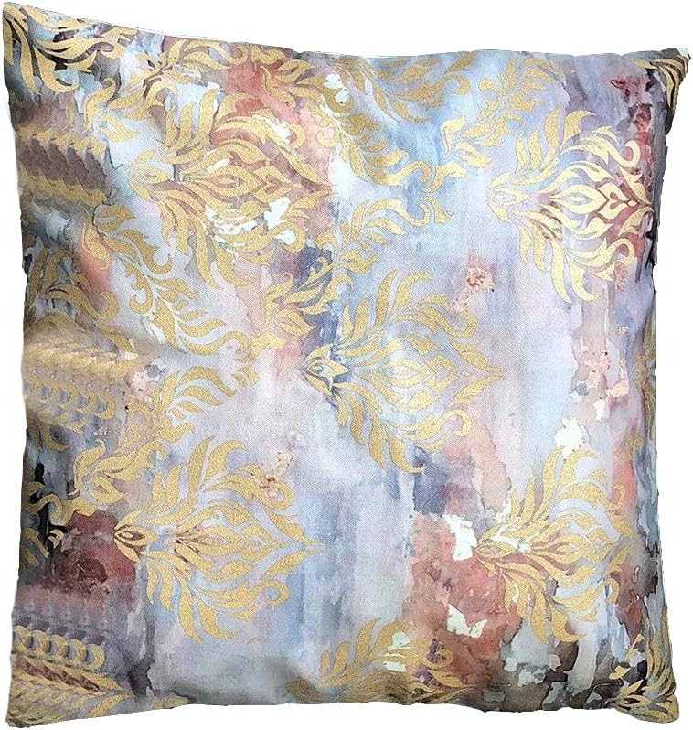 FireFlies Beautiful HD Classic Gold Digital Print with Gold Foiling Design Decorative Throw Pillow Case Cushion Cover with Invisible Zipper Set of 2 (18x18 Inch)