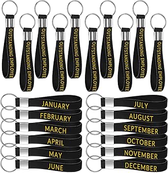 Sureio 36 Pcs Employee of the Month Silicone Keychains 1-12 Month ...