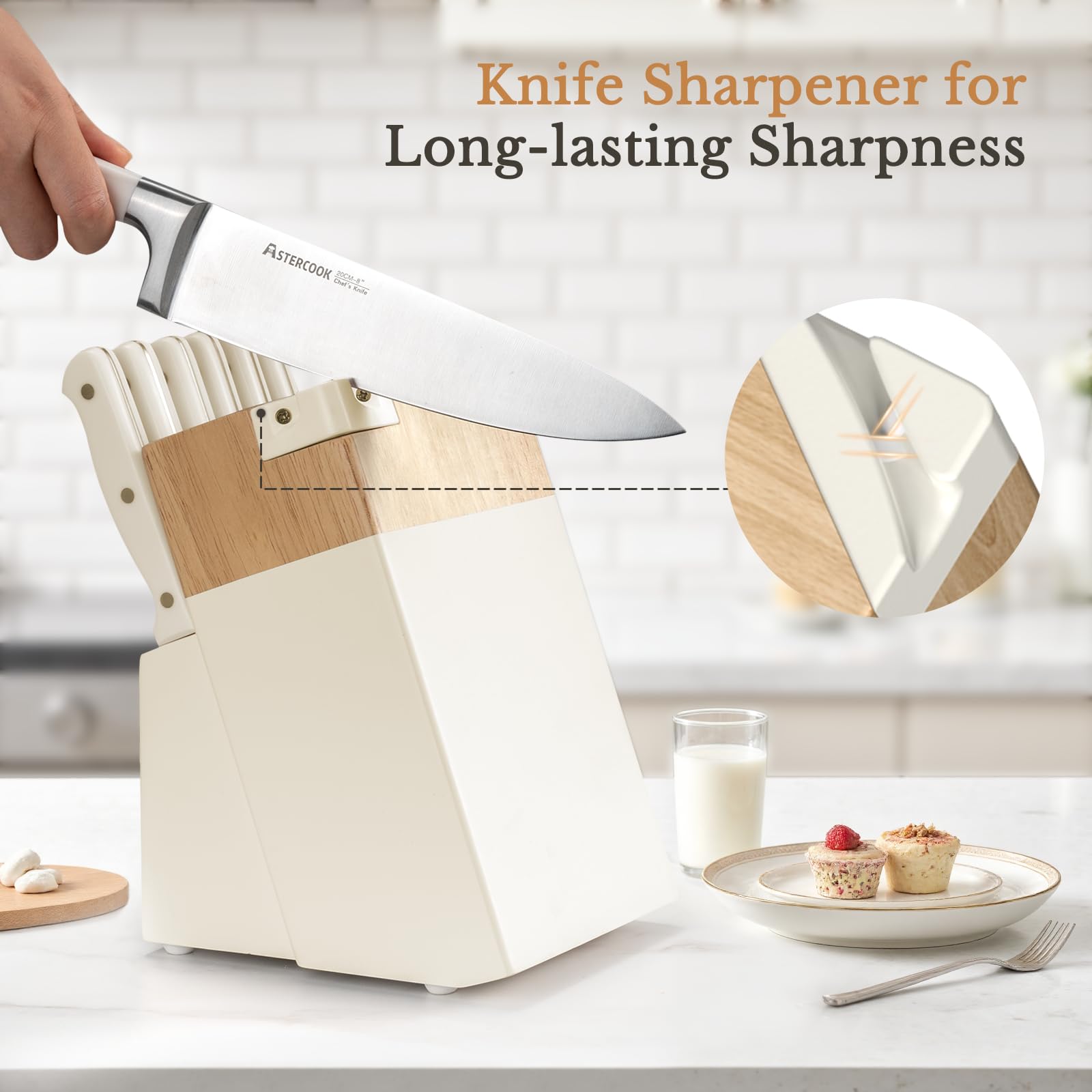 Astercook 14-Piece Knife Set with Sharpener -7 Astercook 14-Piece Knife Set with Sharpener -7