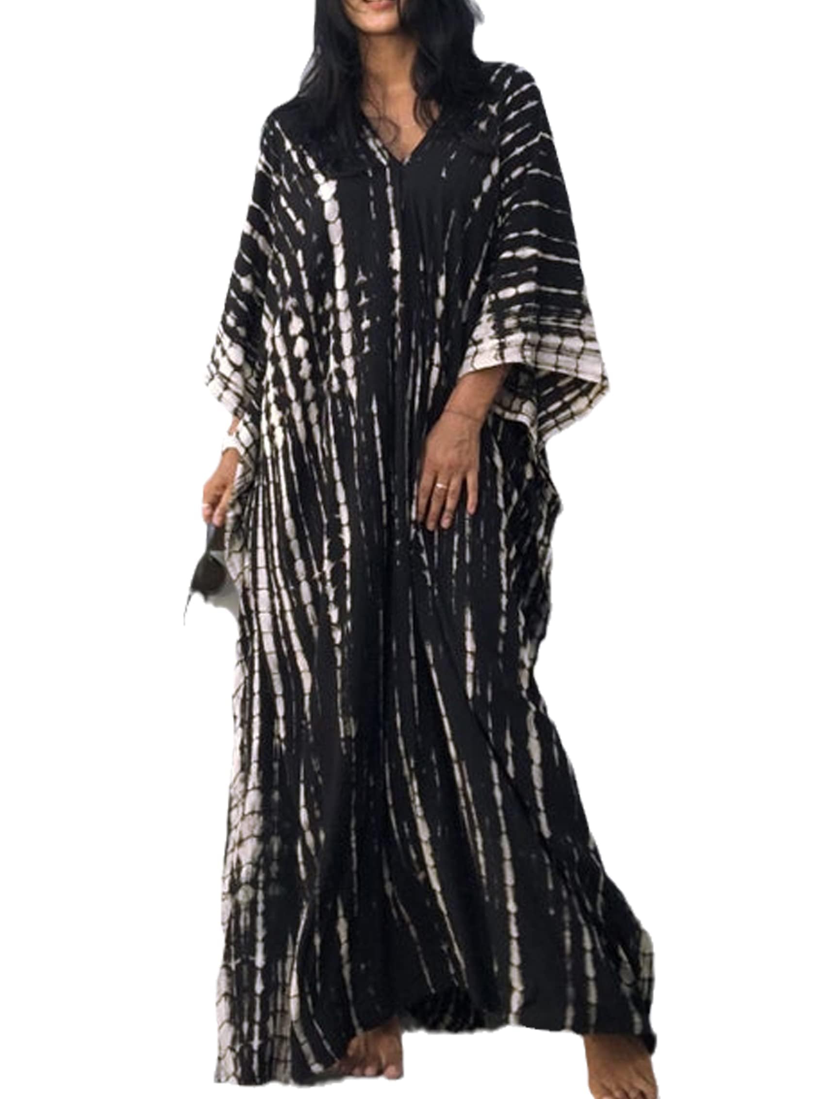 Kaftan Dresses for Women Plus Size Summer Beach Dress with Print and Swim Cover Ups