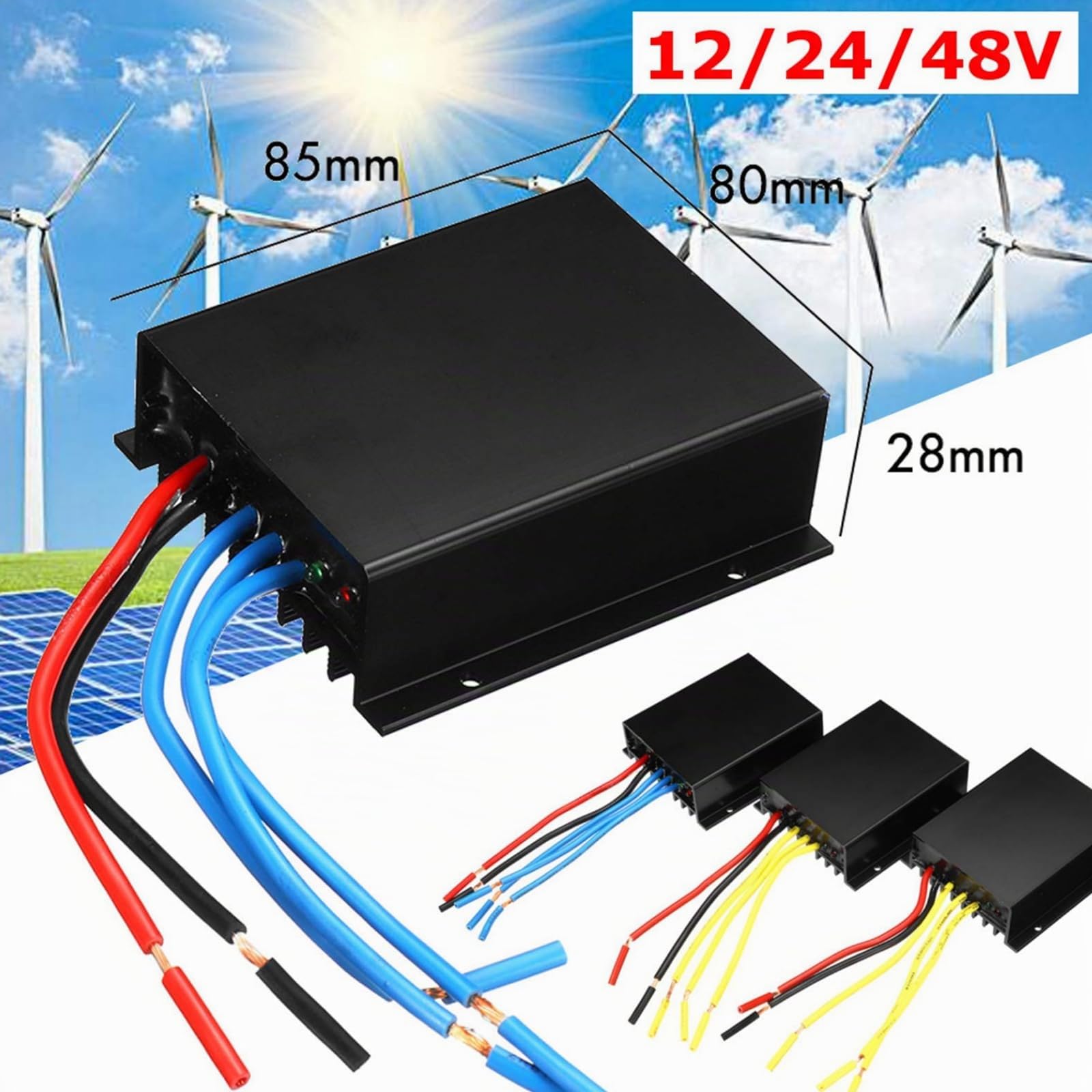 Kit Generatore Eolico 6KW 48V 24V 12V, Generatori Eolici a 2 Pale da 6000W, con Controller, Generatore a Mulino a Vento per Sistema Solare ed Eolico (Nero)