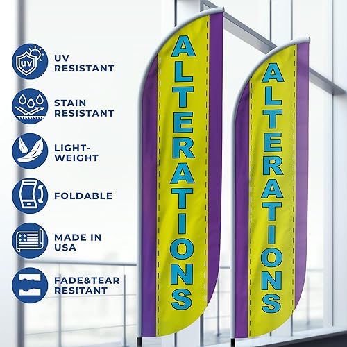 Miniatura 5 de DreamController - Bandera de plumas de alteraciones (11.5 pies x 2.5 pies) por DreamController para negocios al aire libre con poste adicional