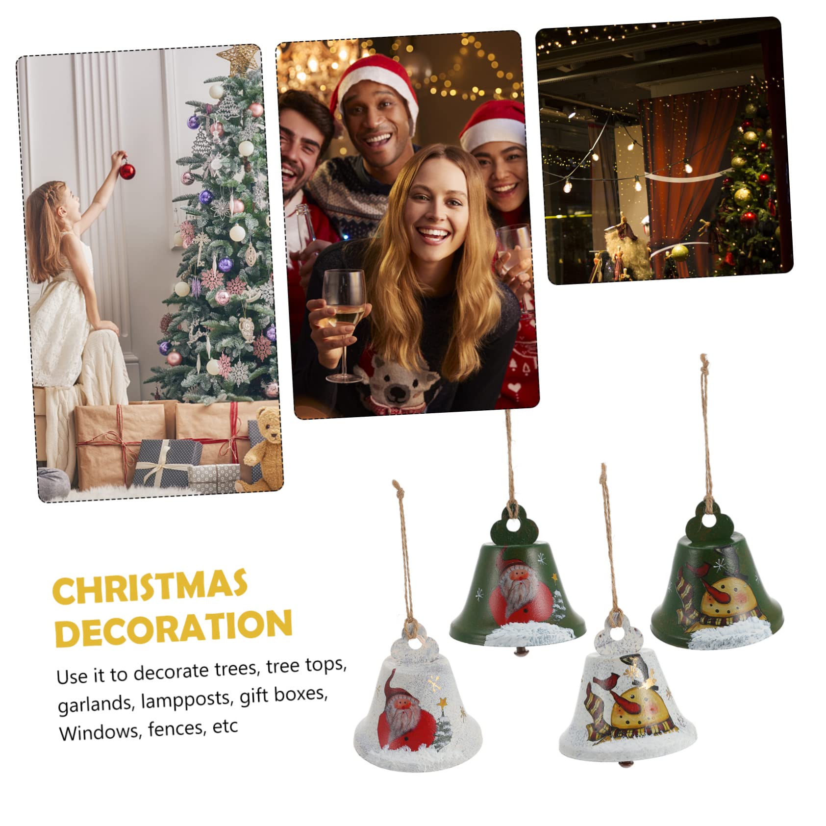 Cabilock 2 Set Campane Di Natale Decorazioni Natalizie Per Albero Addobbi Natalizi Per Albero Alberi Di Natale Luci Da Festoni Campana Appesa Di Natale Campana Sospesa 4 Pezzi * 2