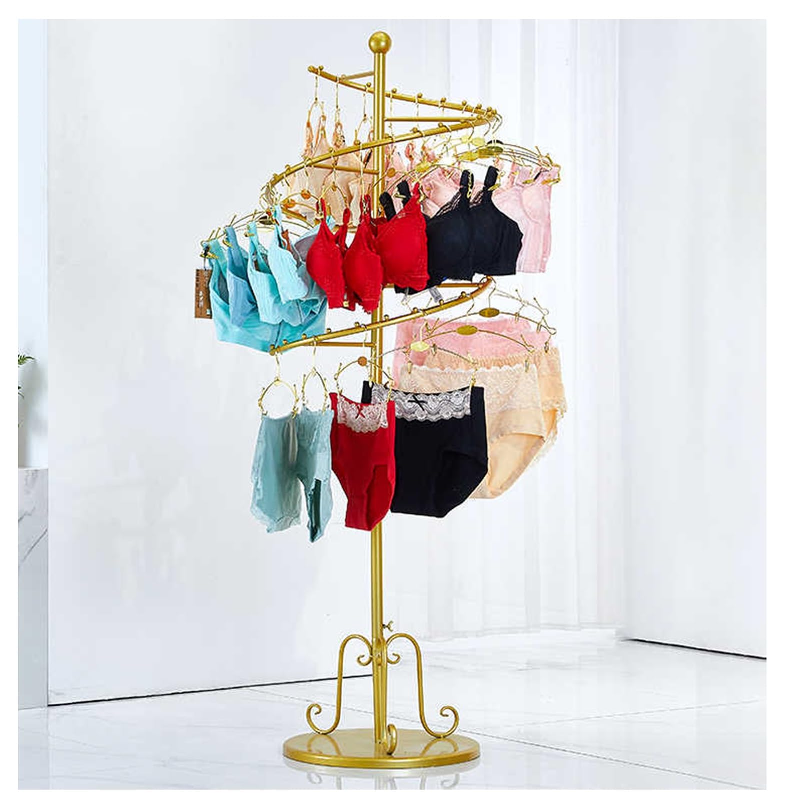 XLTFUC Round Hanger Underwear Display Rack, Free-standing Coat Rack Commercial Underwear Rack For Shopping Malls, Exhibitions And Retail Stores