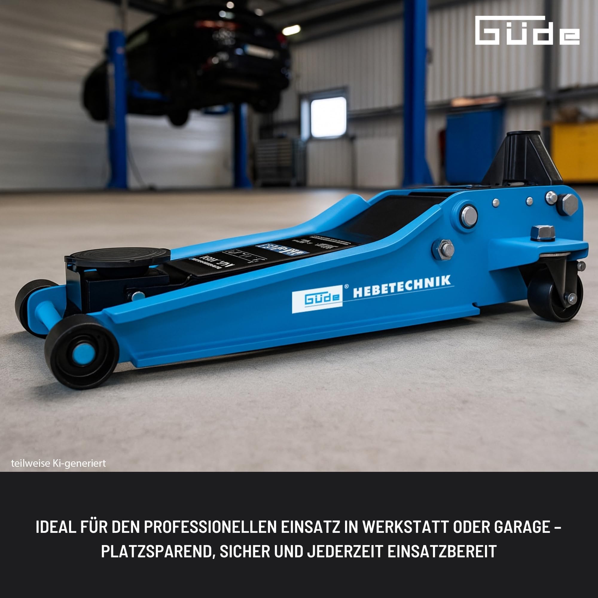 Güde GRH 2,5/510L Rangierwagenheber - 2,5 Tonnen Hubkraft, 10 Zentimeter Lastteller-Durchmesser, min. 8 bis max. 50,8 Zentimeter Hubhöhe, Doppelzylinder System, besonders niedrige Unterfahrhöhe