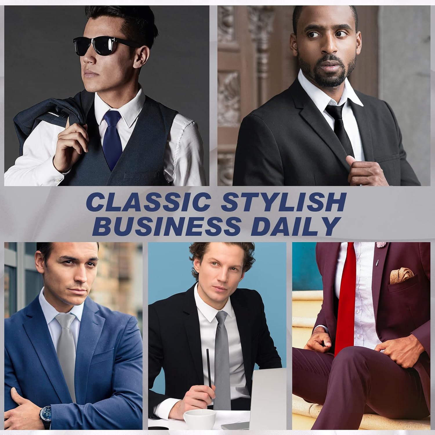 Haysandy Clip on Ties for Men Solid Color Men's 20 Inch Pretied Uniform Solid Color Clip on Tie Costume - Image 5