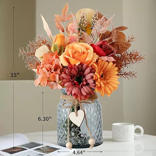 Miniatura 3 de Leftover Flores falsas de otoño en jarrón, arreglos florales de seda de otoño, centros de mesa de otoño para mesas, flores artificiales para jarrón,