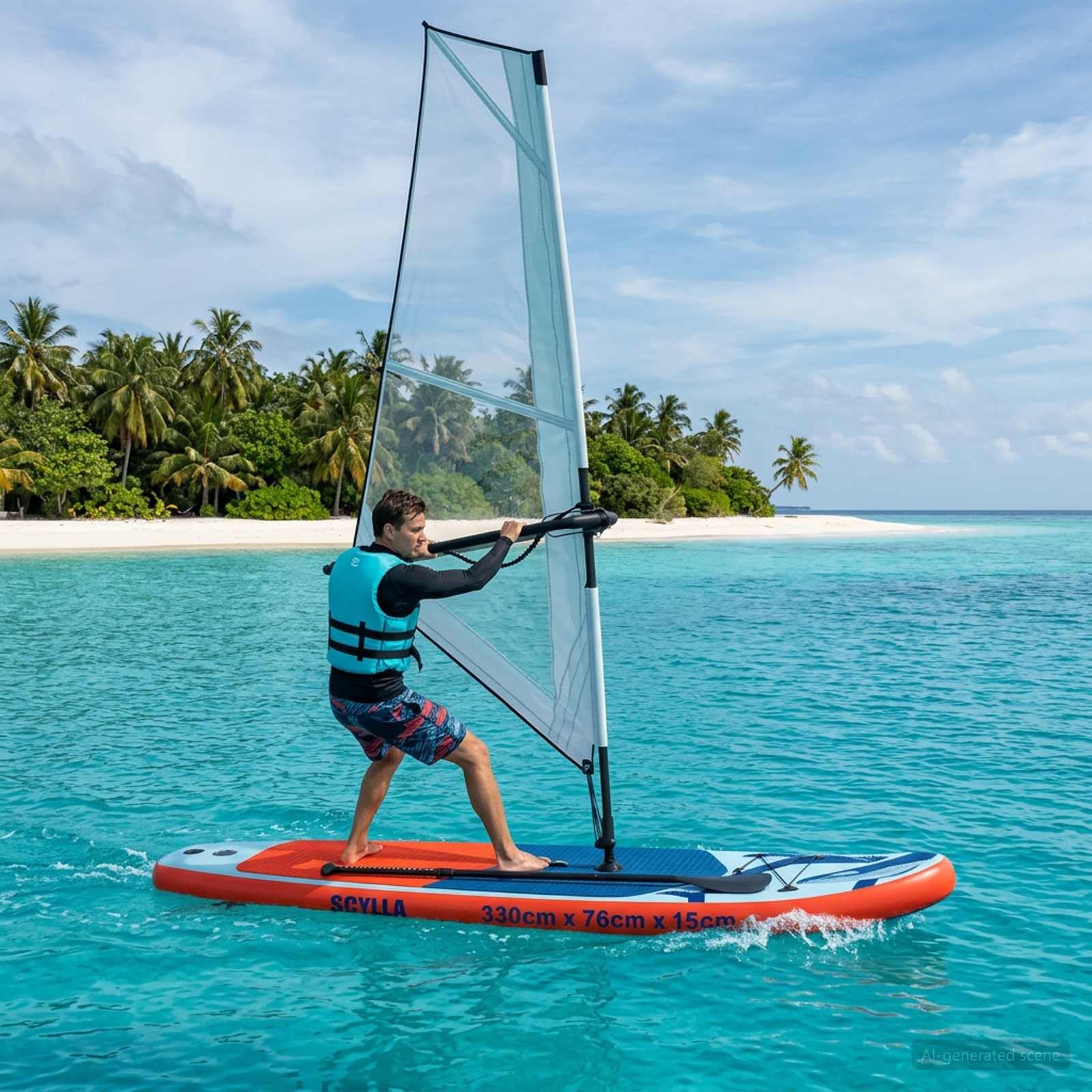 Mangloder - Tabla de SUP inflable con vela x x turquesa para deportes acuáticos al aire libre, estable, portátil, para principiantes, familia, yoga, touring, río, lago, mar, equilibrio, entrenamiento