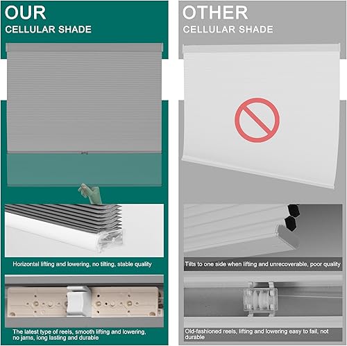 Miniatura 2 de BERISSA Persianas celulares de filtrado de luz, persianas inalámbricas personalizadas, persianas de panal para ventanas, persianas celulares para
