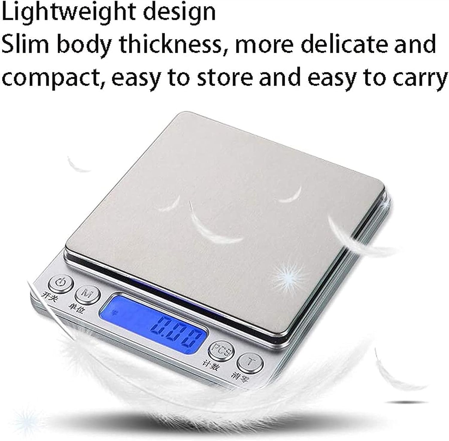 Bilancia Digitale per Alimenti, pesa Grammi e Cucina, Elettronica ad Alta precisione con Display (Argento 2000 g)