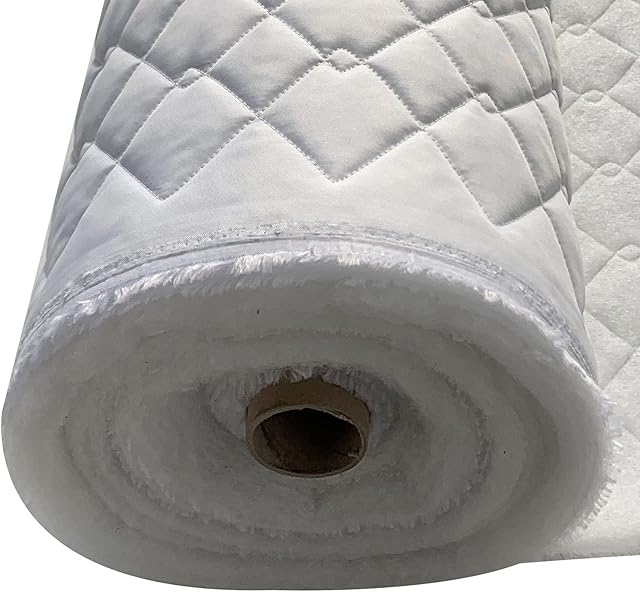 EU Fabrics - Quilted Waterproof Fabric - 23 Colours - 4oz - Outdoor Bedding - Jacket -Upholstery Fabric - Dress Clothing - Sold by The Meter. 150cm Wide (White)