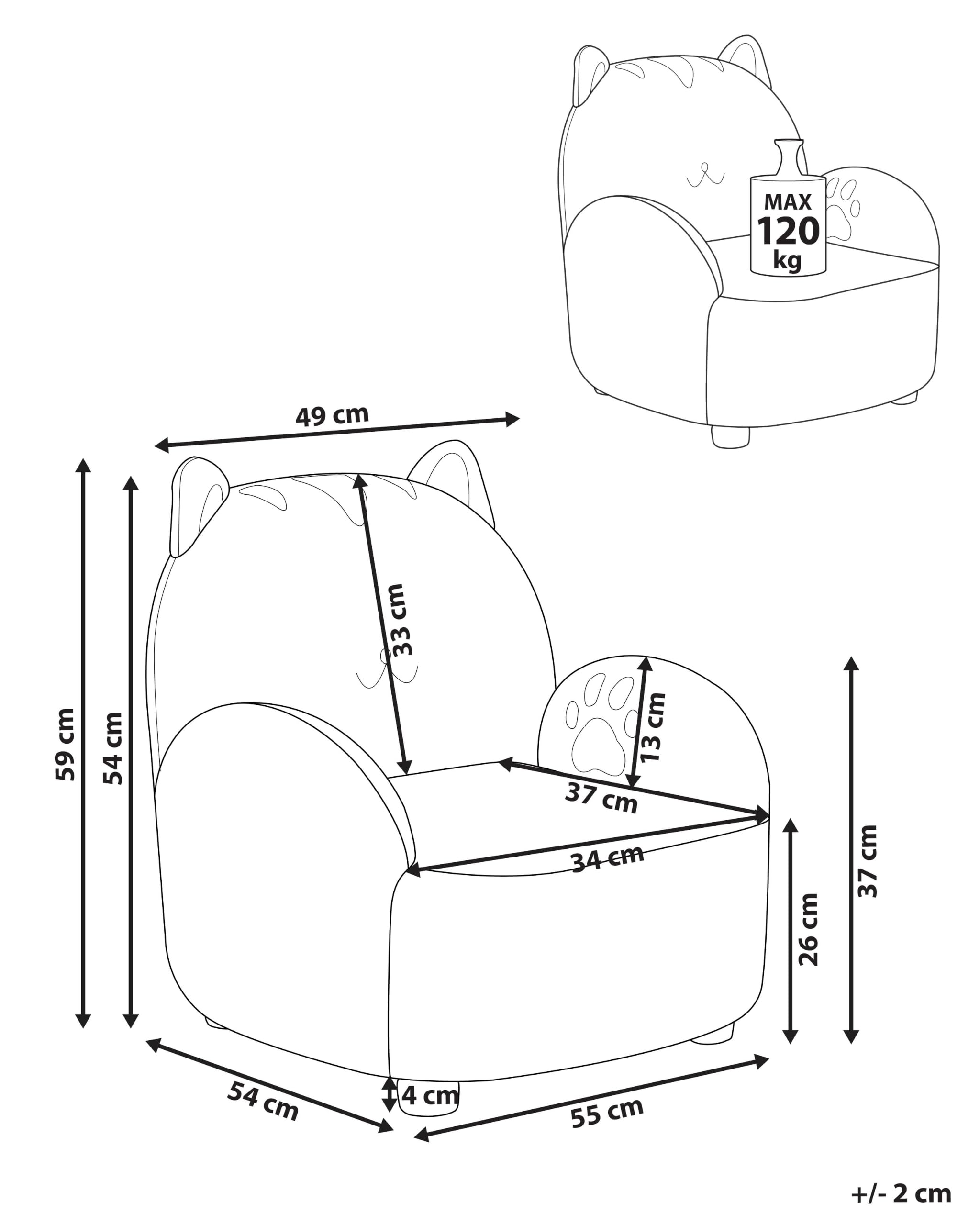 Fauteuil pour Enfants en Bouclé en Forme de Chat Rembourré Blanc Cassé Zoar