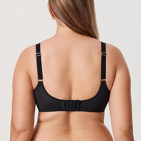 DELIMIRA Cosnufy Sheer Mesh BH voor dames volledige dekking grote maten plunge ongevoerde beugelbeha's zwart 95F