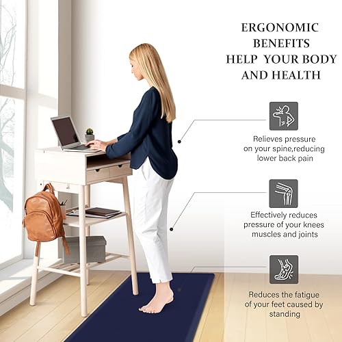 Miniatura 79 de HappyTrends Tapete de cocina [2 piezas] acolchado, cómodo, antifatiga, impermeable, antideslizante, tapete de espuma ergonómica gruesa y perfecta