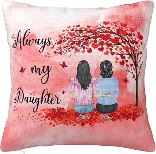 Miniatura 2 de Always My Daughter Personalized Pillow Cushion Covers Custom Mother Daughter Design Name Pillow Case Mother's Day Pillowcases for Mom Mama Wife