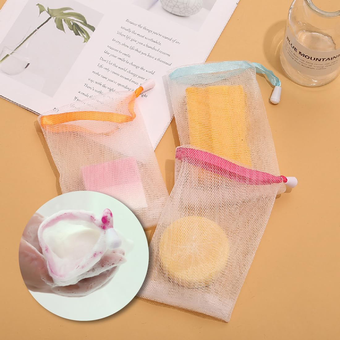 Nylon Viso Pulizia Schiumogeno Reti 10 Confezioni Bolla Esfoliante Mesh Sapone Bar Sacchetto di Immagazzinaggio Cordino Holder Saver Bag Body Face Cleansing Accessorio (Una varietà di Stili)