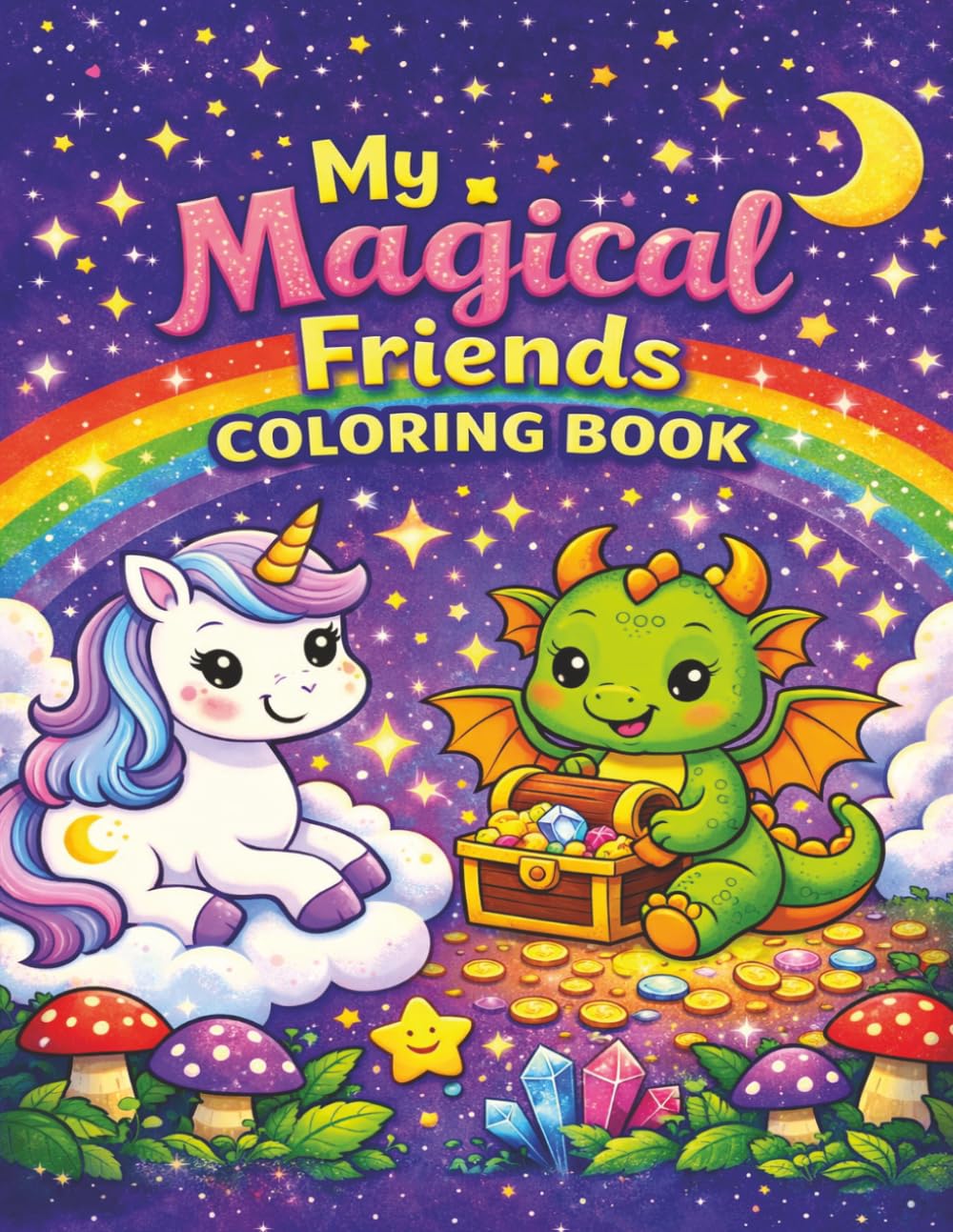 Magical Creatures Coloring Book: Fun and Easy Fantasy Coloring Pages for Kids Ages 6–9 | Unicorns, Dragons, Mermaids, and More