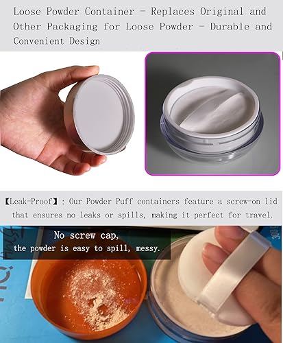 Miniatura 3 de Pulido de polvo, recipiente de polvo suelto, recipiente de polvo corporal, estuche de plástico reutilizable vacío para polvo de maquillaje de