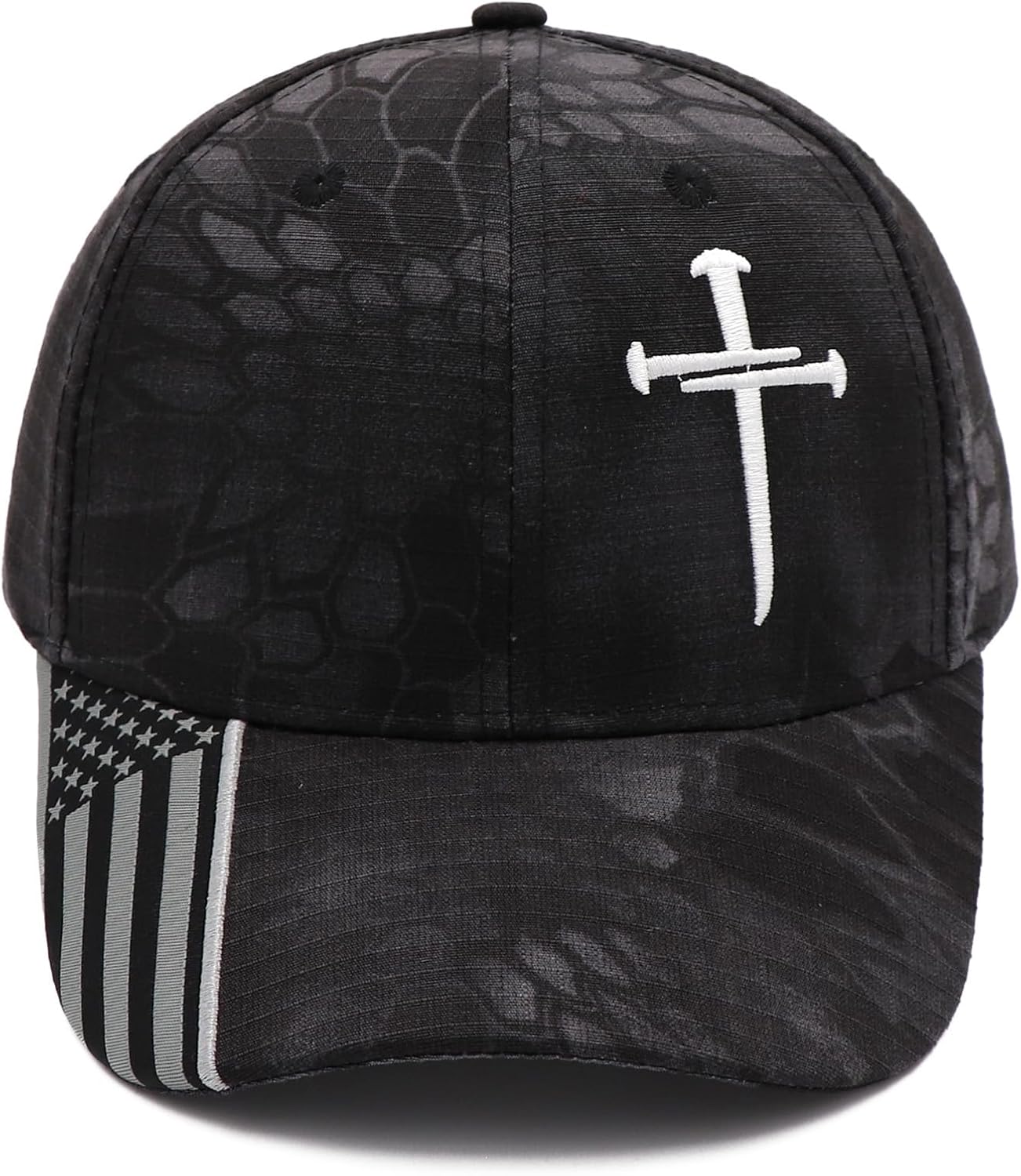 Jesus 3 Nail Cross Adjustable Baseball Cap with American Flag Hats for Men and Women Christian Gifts