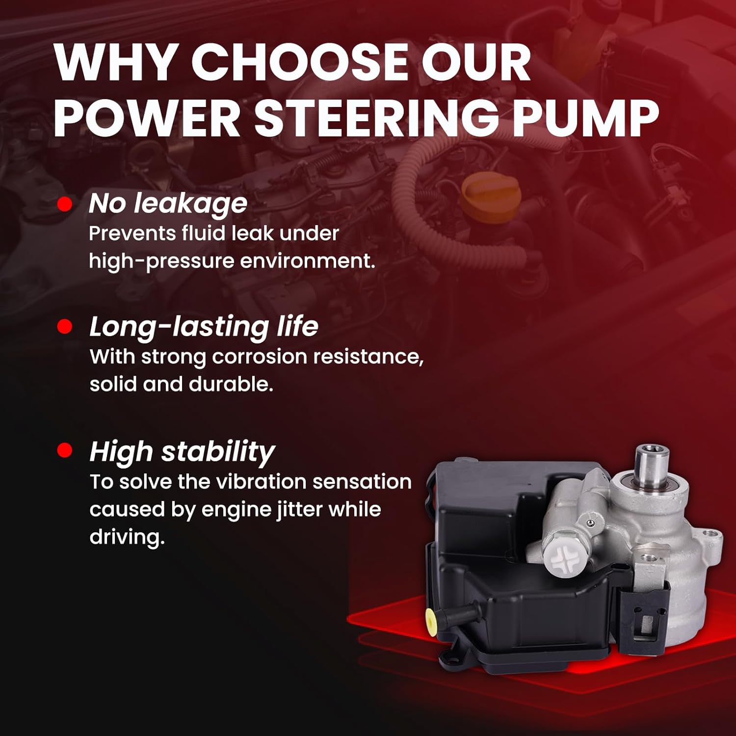 MOCA Power Steering Pump fits For Buick 1996-2004 Regal 3.8L, For Chevrolet 2000-2003 Impala 3.8L, 1998-1999 Lumina 3.8L, 1998-2003 Monte Carlo 3.8L, For Oldsmobile 1998-1999 Intrigue