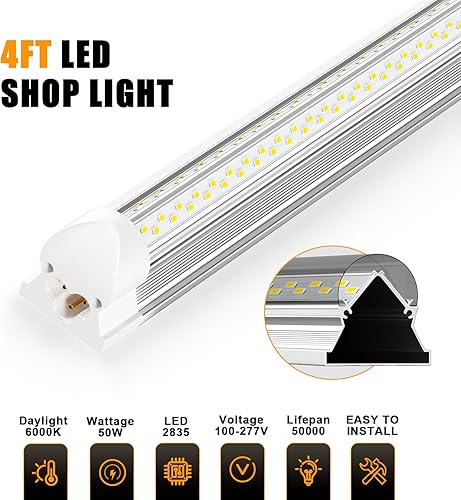 Miniatura 3 de Luz LED para tienda de 4 pies, 6000 K, 50 W, 7500 LM, lámpara de techo enlazable, tubo LED integrado T8 de 4 pies, en forma de V, de alto