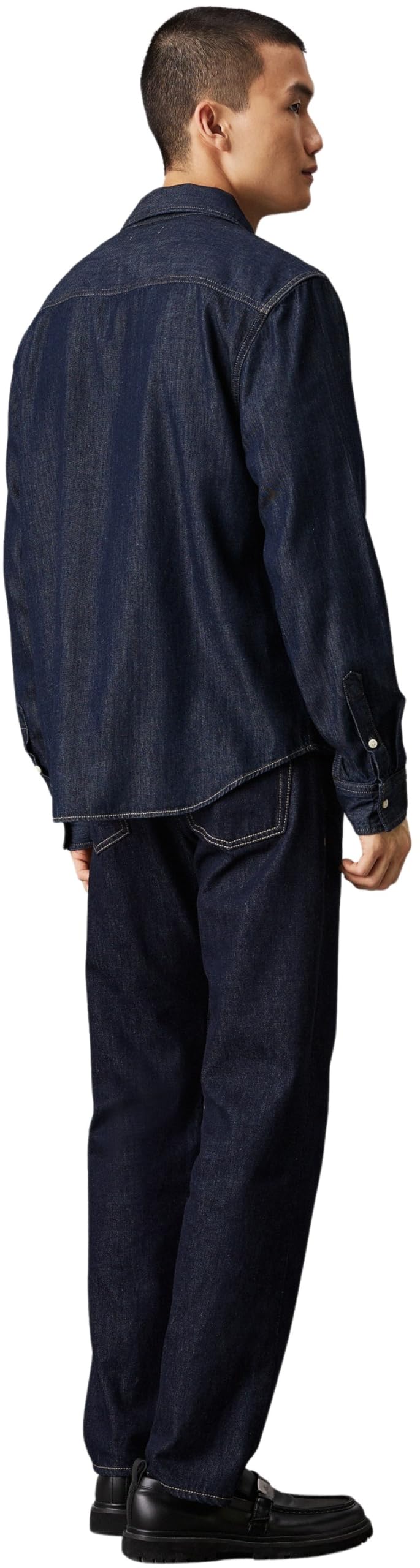 Calvin Klein Uomo Camicia in Jeans Regular Denim Shirt Taschino sul Petto